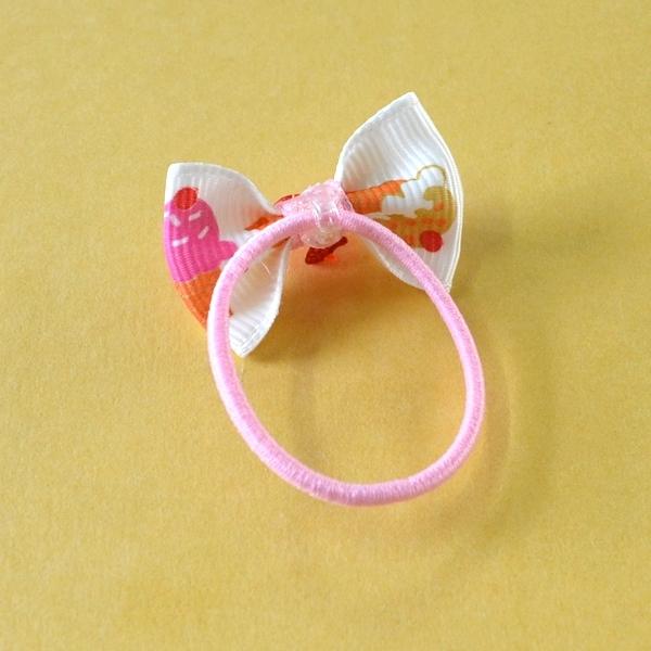 キッズ用 チェリー+グログランリボンのヘアゴム 3個セット ヘア