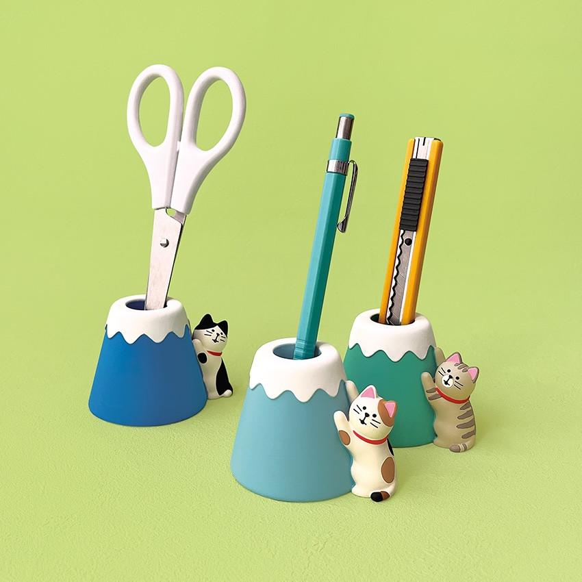 DECOLE（デコレ） 富士山でつめとぎ ペンスタンド(三毛猫) 富士山と