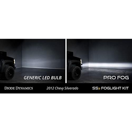 ライスター純正 Diode Dynamics SS 3 LEDフォグライトキットChevrolet Silverado 2007-2015対応、Yellow SAE Fog Sportバックライト付き