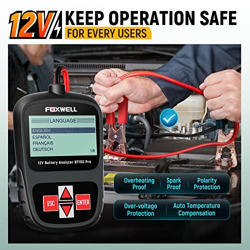 送料j無料 FOXWELL BT 100 Pro 12 V Automotive Battery Tester Analyzer for Regular Flooded Agm Flat Plate Spiral Gel Batteries， Car Cranking&Charging System