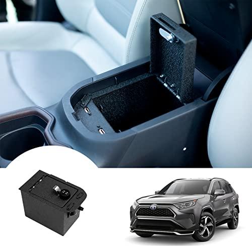 WASAIコンソールセーフガンセーフfor Car、プレミアム車載コンソールヴォールトロックボックスフルフロアコンソールモデルでトヨタRAV