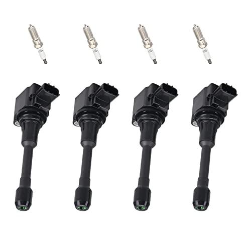 SAOKNCE 4 Pcsエンジン点火コイルパック&スパークプラグキット日産20072013アルティマ20092014キューブ2008