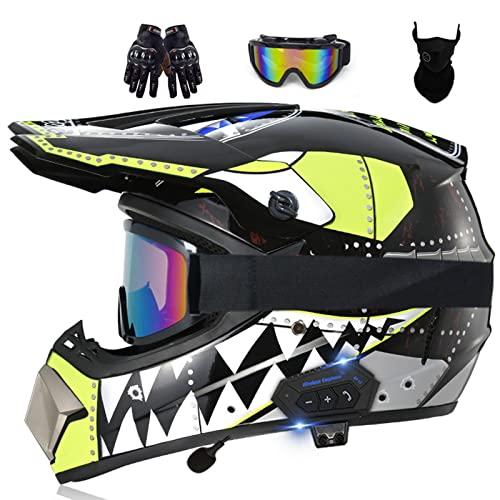 HCYPUNK Adults Bluetooth Dirt Bike HelmetsモトクロスヘルメットDOT/ECE Approved