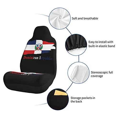 見逃せない Yetcrauc Dominican Republic Flag Car Seat Covers 2個/Set High Back Stretchy Bucket Seat Cover Auto Protector Front Seats Cover