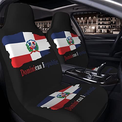 見逃せない Yetcrauc Dominican Republic Flag Car Seat Covers 2個/Set High Back Stretchy Bucket Seat Cover Auto Protector Front Seats Cover