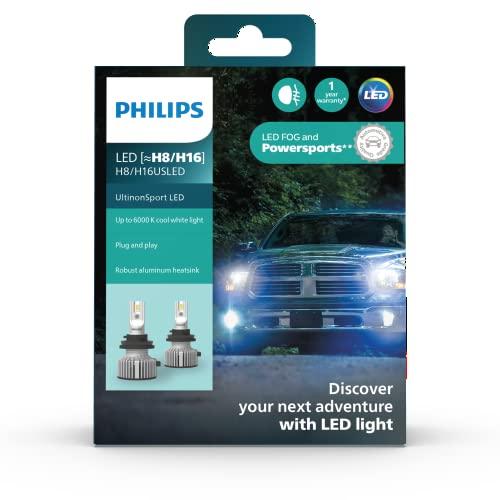 返品保証有 フォグライトおよびパワースポーツヘッドライト用Philips UltinonSport H 8/H 16 LED電球2個組