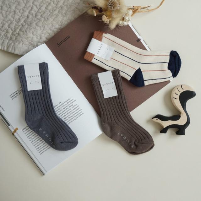 靴下 ソックス | etrois エトロワ 3pack socks 3枚セット | クルー丈 キッズ ベビー 新生児 男の子 女の子 2歳−4歳 保育園 入園準備 チェック ストライプ |  | 13