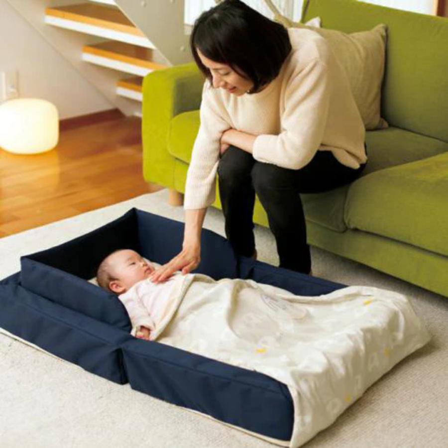 ベビーベッド 折りたたみ 持ち運び  | 【公式販売店】farska ファルスカ コンパクトベッドライト | 添い寝 グレー/ネイビー グランドール 里帰り 出産準備 | farska | 03