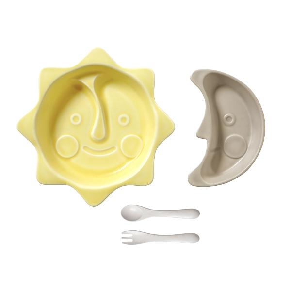 ベビー食器 | 10mois × tupera tupera ディモワ ぱくぱくわくせい プレートセット | 陶磁器 割れにくい 出産祝い お食い初め 離乳食 食洗器対応 レンジ対応 | 10mois | 01