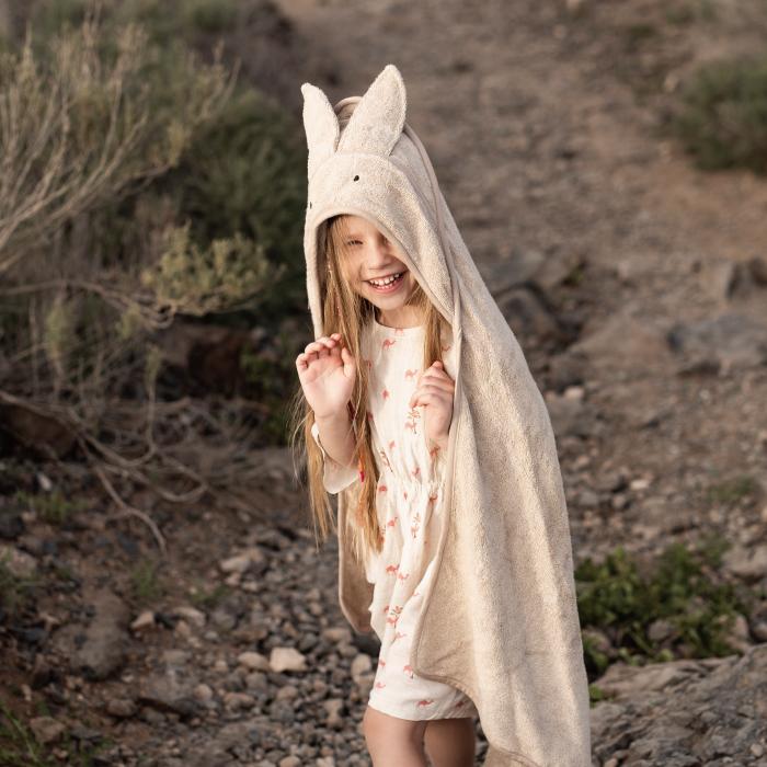 フード付き バスタオル | mymemi マイメミ Bamboo Hooded Towel [85x85cm] | 竹繊維 やわらか 抗菌 出産祝い 名入れ刺繍 うさぎくま 風呂上り プールの画像