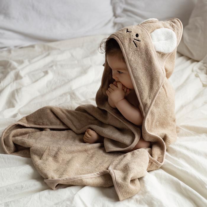 フード付き バスタオル | mymemi マイメミ Bamboo Hooded Towel [85x85cm] | 竹繊維 やわらか 抗菌 出産祝い 名入れ刺繍 うさぎくま 風呂上り プールの画像
