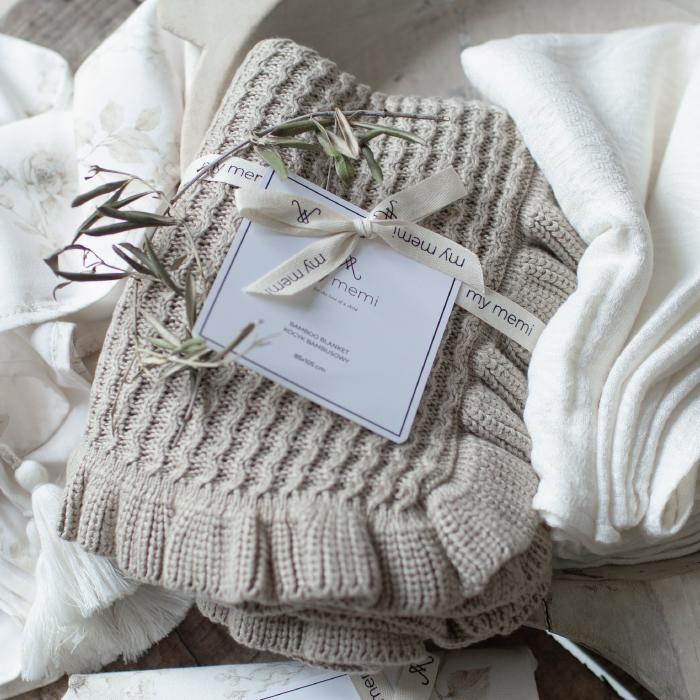 ニット ブランケット | mymemi マイメミ Bamboo Blanket -with a frill
