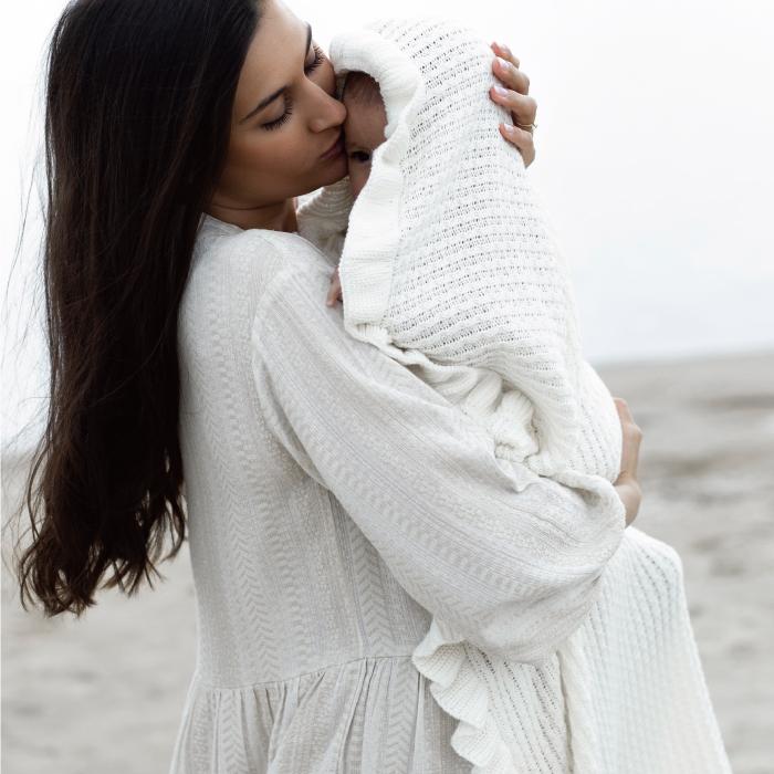 ニット ブランケット | mymemi マイメミ Bamboo Blanket -with a frill