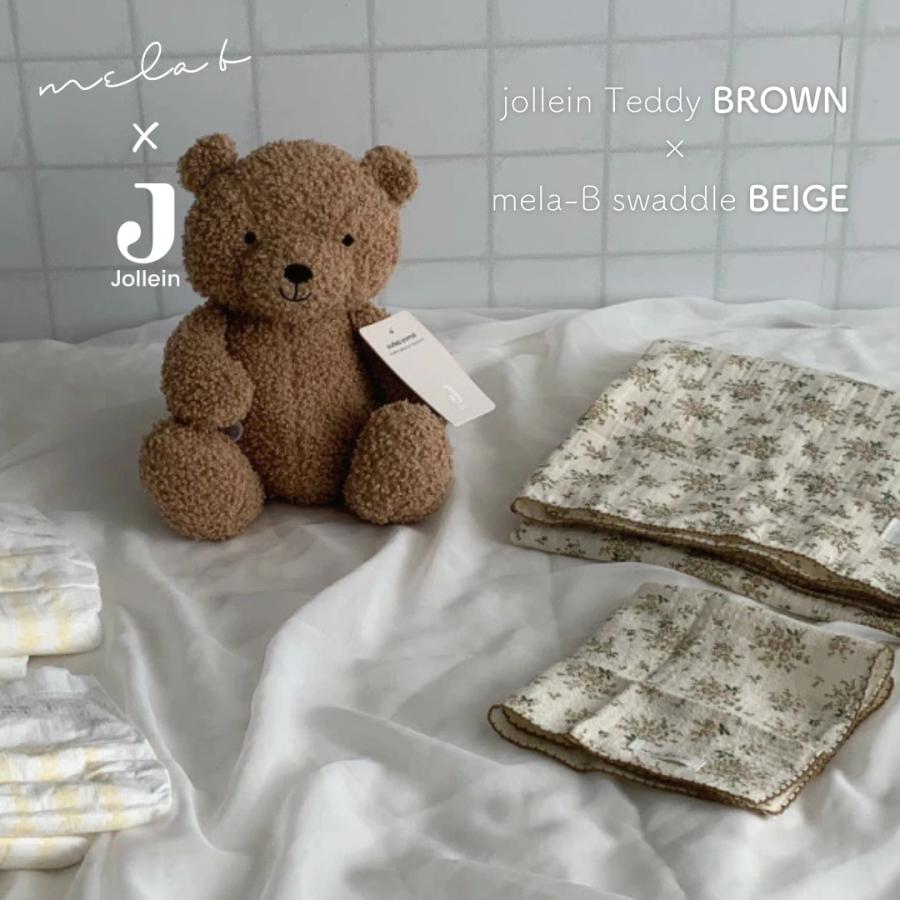 おむつケーキ | Jollein×mela-B Teddy Bear with Swaddle | 出産祝い 男の子 女の子 名入れ 刺繍 ぬいぐるみ ファーストトイ おくるみ ハンカチ メラビー |  | 01