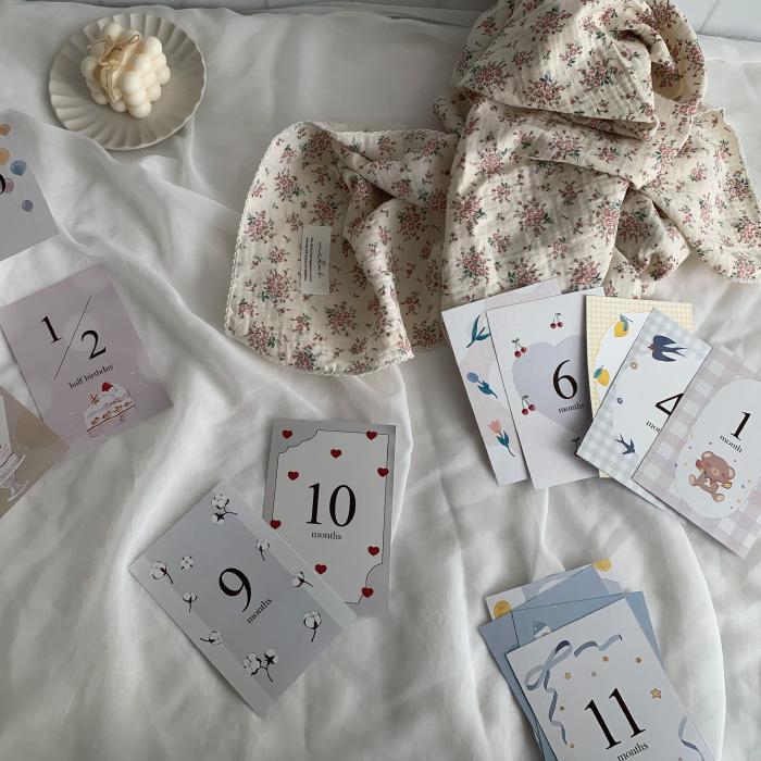 出産祝い ギフトセット | mela-B ギフトセット  おくるみ &ナップバッグ & マンスリーカード | おむつケーキ 出産祝い 男の子 女の子 名入れ  刺繍 |  | 11