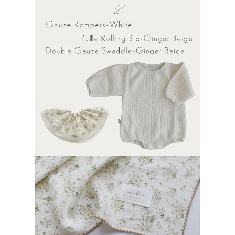 出産祝い ギフトセット | mela-B & Pitch×Coral メラビー & ピッチコーラル 3点セット | 名入れ ガーゼブランケット ビブ ロンパース おくるみ |  | 03