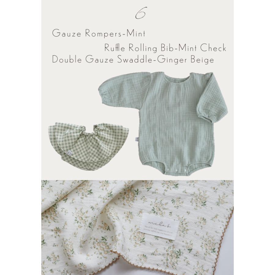 出産祝い ギフトセット | mela-B & Pitch×Coral メラビー & ピッチコーラル 3点セット | 名入れ ガーゼブランケット ビブ ロンパース おくるみ |  | 07