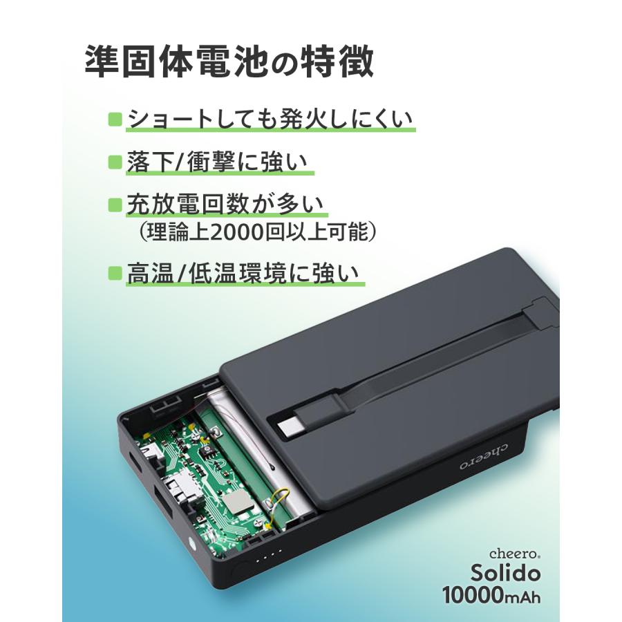 cheero（チーロ） モバイルバッテリー 10000mAh 防災 準固体電池 PD20W