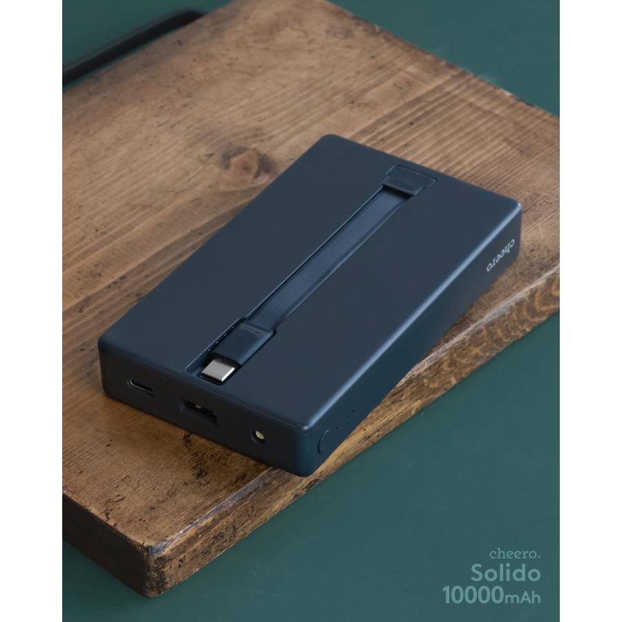 モバイルバッテリー 10000mAh 防災 準固体電池 PD20W 急速充電 PSE Type-C USB-C USB-A ケーブル内蔵 スマホ 充電器 チーロ cheero Solido CHE-135 | cheero | 09
