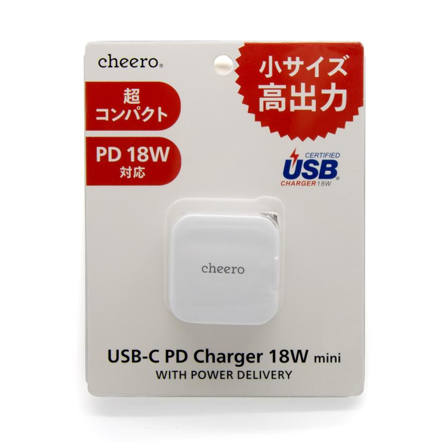 cheero（チーロ） 充電器 PD対応 18W アダプタ 折りたたみ式 小型 USB