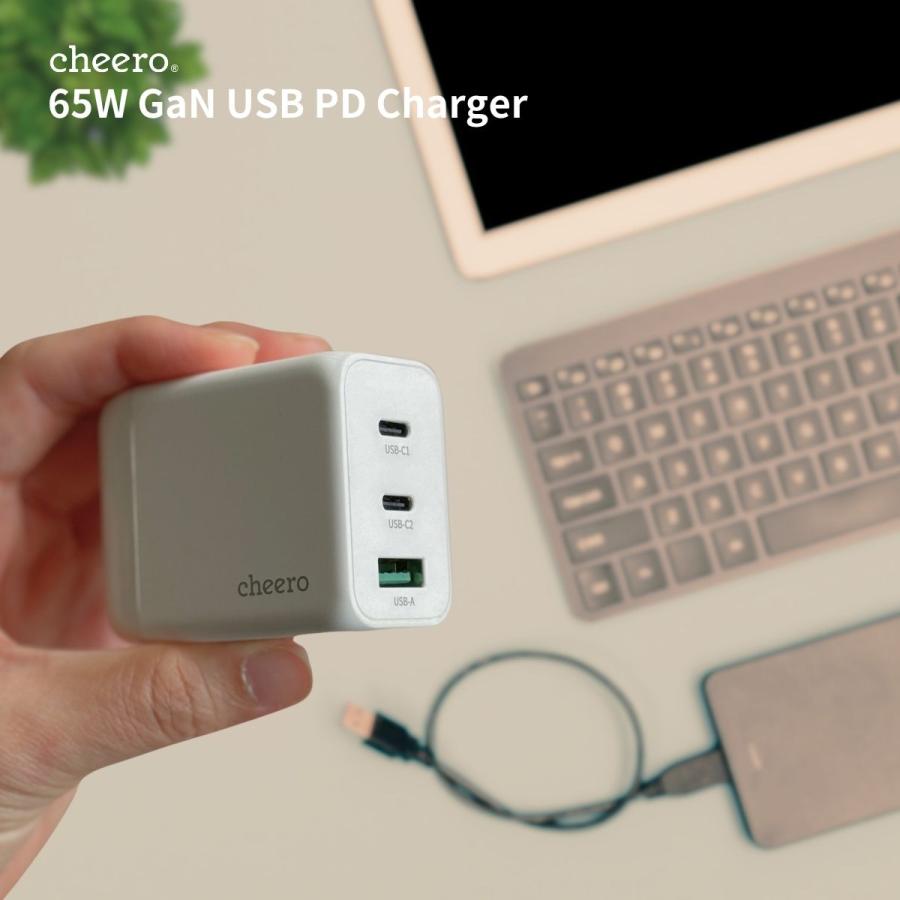 USB コンセント 充電器 ACアダプター PD 充電器 タイプC 3台同時充電 チーロ cheero GAN PD 65W 3 ports AC Charger | cheero | 11