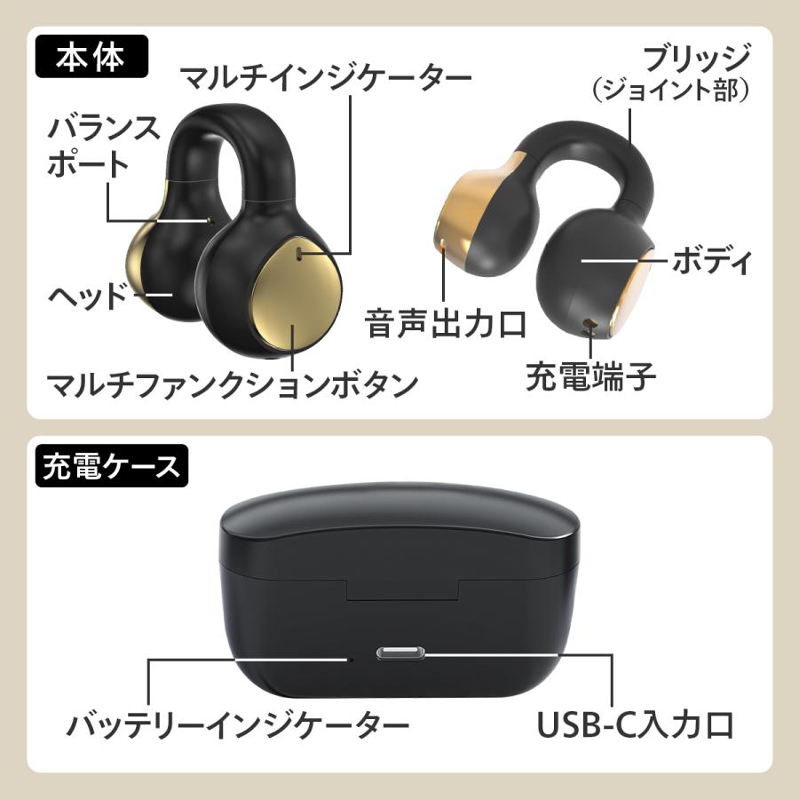 ワイヤレスイヤホン イヤホン Bluetooth イヤーカフ オープンイヤー 開放型 超軽量 iPhone 防水 チーロ cheero Wireless Open Earphones Smart CHE-645-GO | cheero | 06