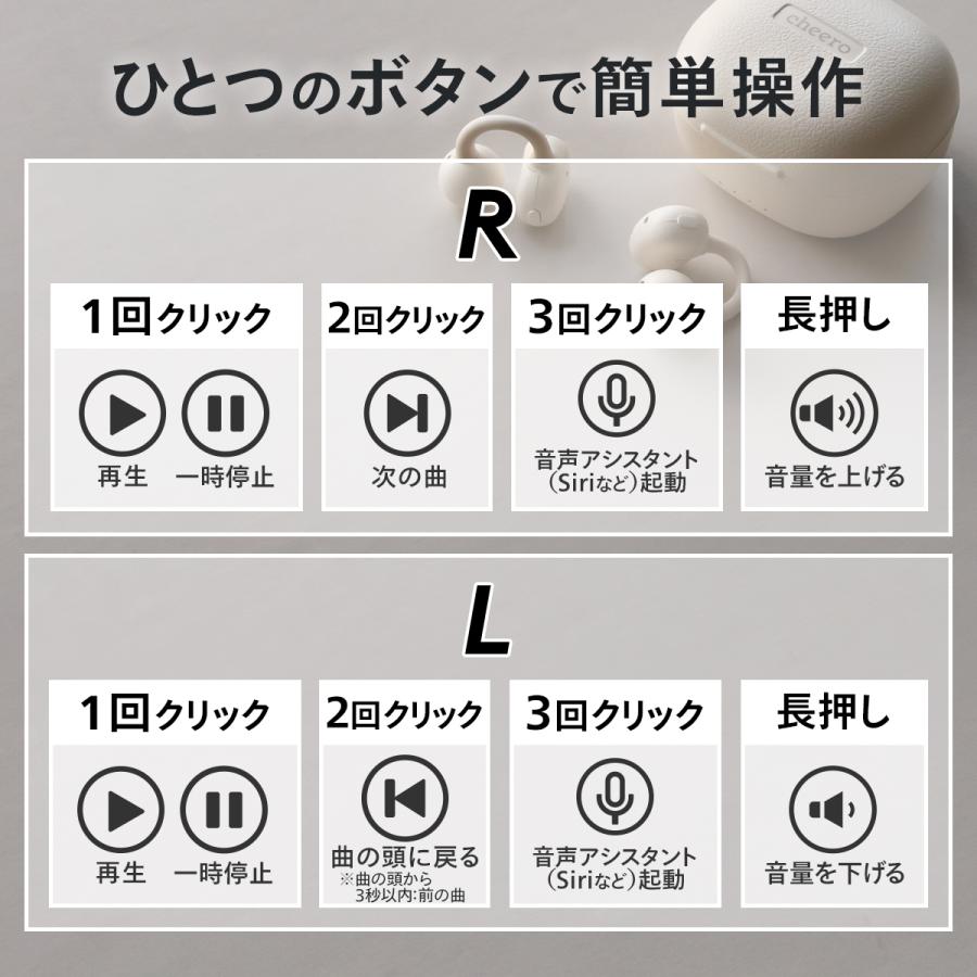 ワイヤレスイヤホン イヤーカフ Bluetooth 6.0 イヤホン オープンイヤー 開放型 超軽量 iPhone 高音質 防水 チーロ cheero Wireless Open Earphones Smart Pro | cheero | 11