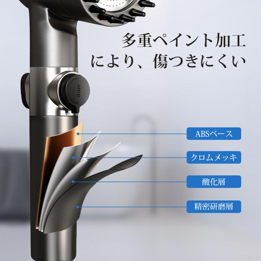 シャワーヘッド 頭皮マッサージ 節水 マイクロナノバブル 多機能 3段階