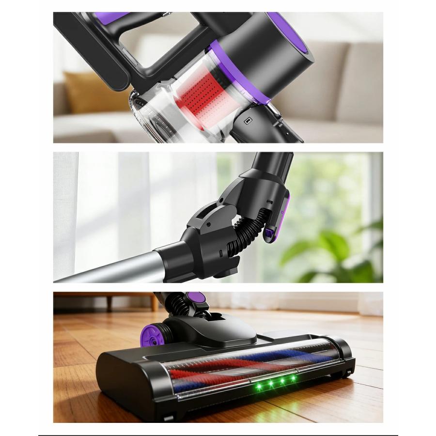 Joyhouse 掃除機 コードレス 75kPa吸引力 自立式 自走式 曲がるパイプ