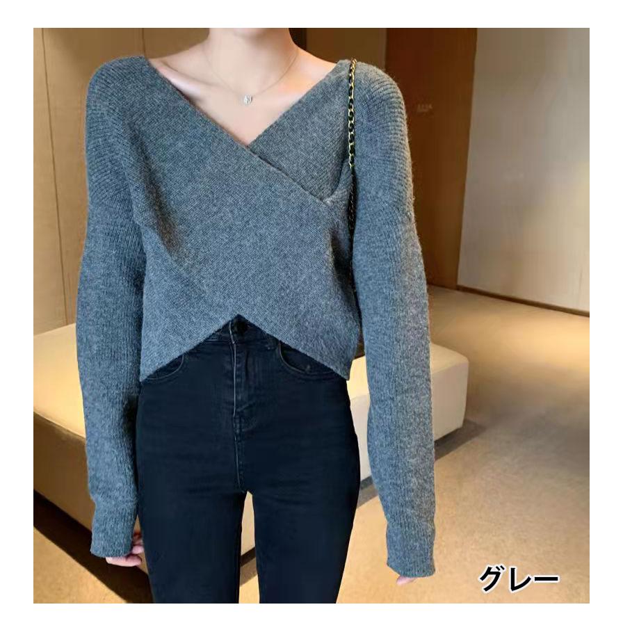 フロントカシュクールニット ニット カシュクール セーター レディース