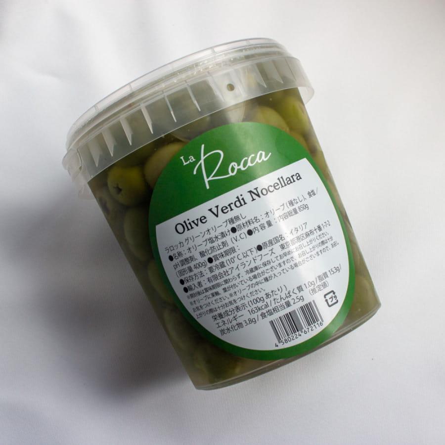 【種なし】ラ・ロッカ グリーンオリーブ 固形量400g 塩水漬け イタリア フレッシュ オリーブ おつまみ 酒の肴 パスタ ピッツァ ラロッカ |  | 03