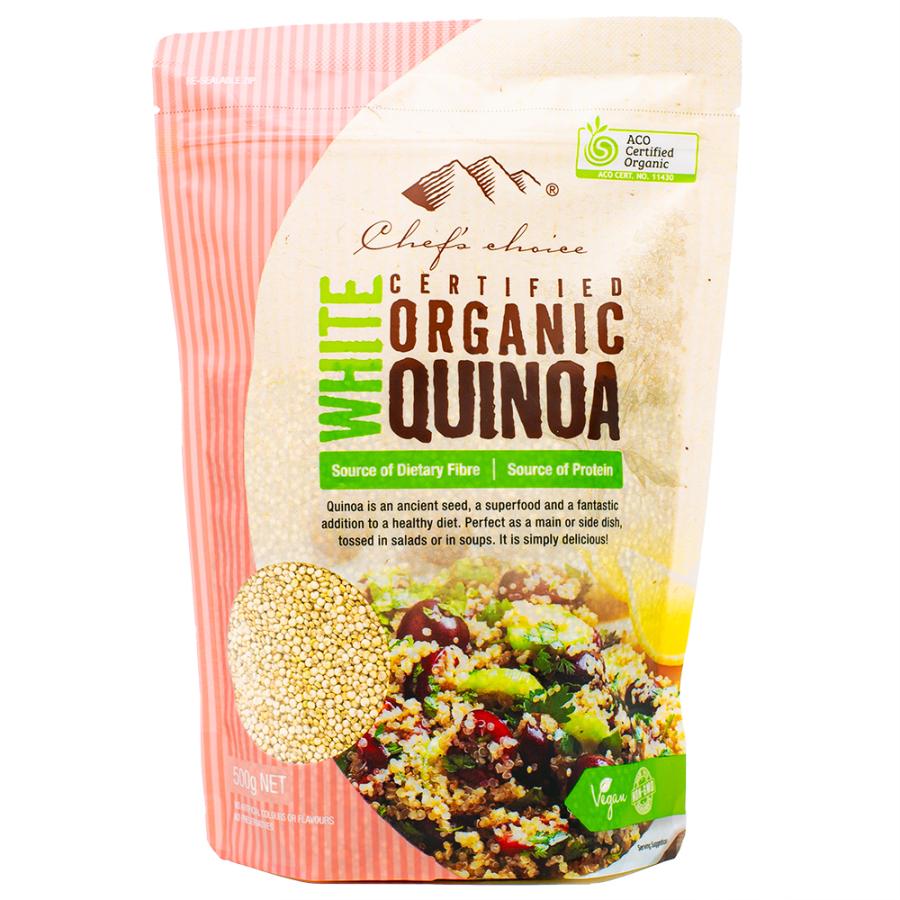 シェフズチョイス オーガニック キヌア 500g organic white quinoa 認証 Kosher BRC Vegan NonGMO ACO USDA 有機JAS キノア  有機キヌア 雑穀 [WQS]｜chefschoice-japan