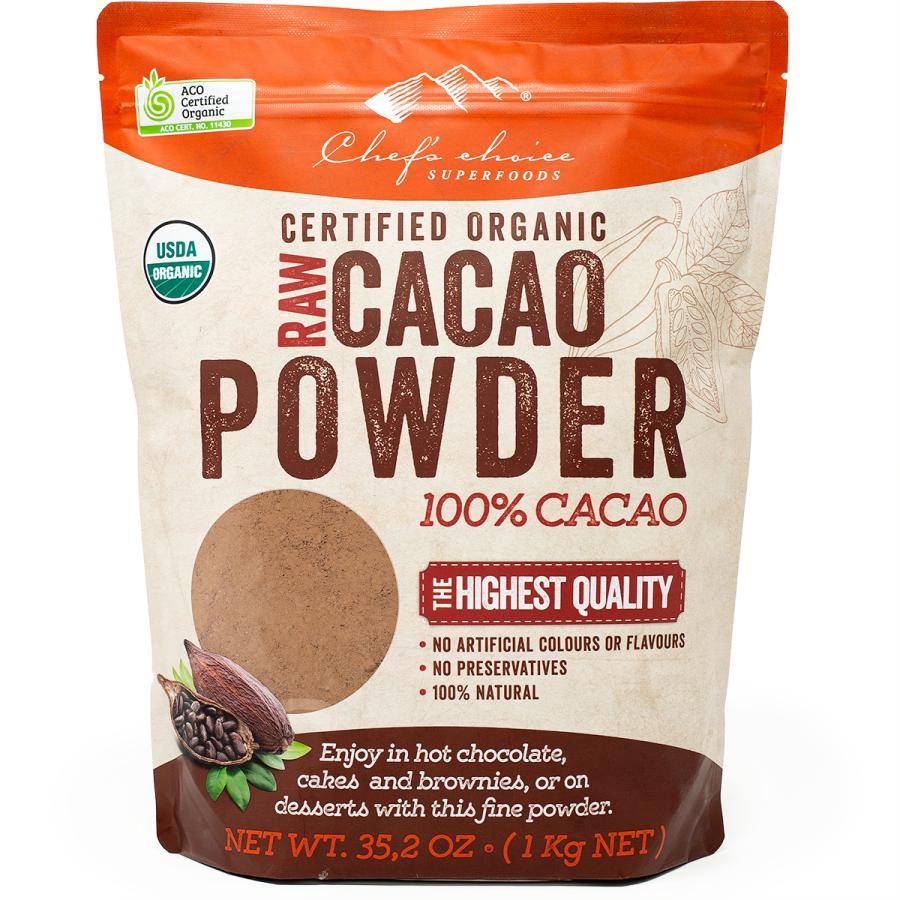 シェフズチョイス オーガニックローカカオパウダー1kg 脂質20-22% Orgnic Raw Cacao powder