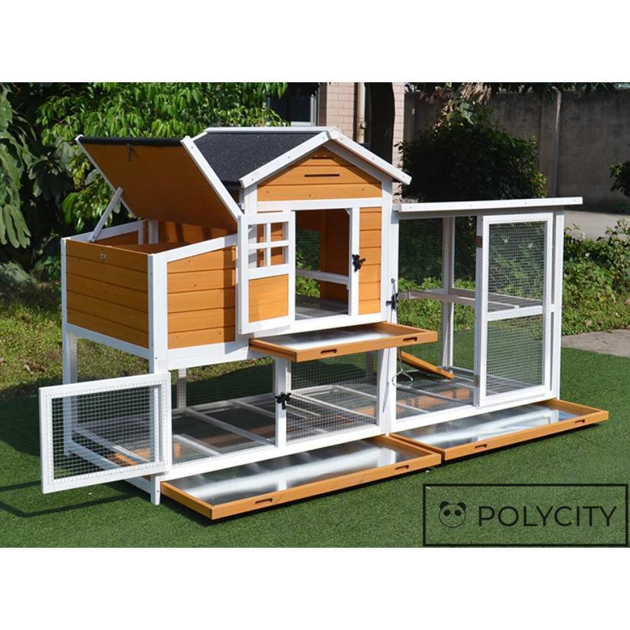 【新品】 特大別荘 飼育ケージ 大型 ペットケージ 鶏 鴨 はと うさぎ 室内外兼用 取り付けやすい 天然杉材 防腐材 木製 212*83*125cm 組立式 【SKC3076875715】(107849円)