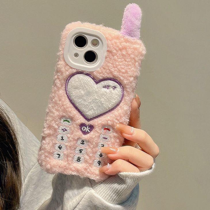 iPhone15 ケース iPhone14 iPhone13 Pro カバー ガラケー風 もこもこ