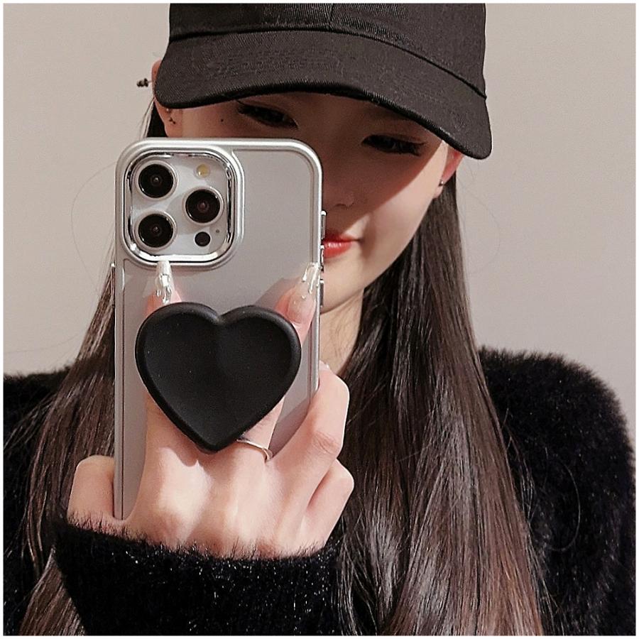 iPhone15 ケース ハート スマホグリップ付き 15Puls iPhone 14 Pro Max
