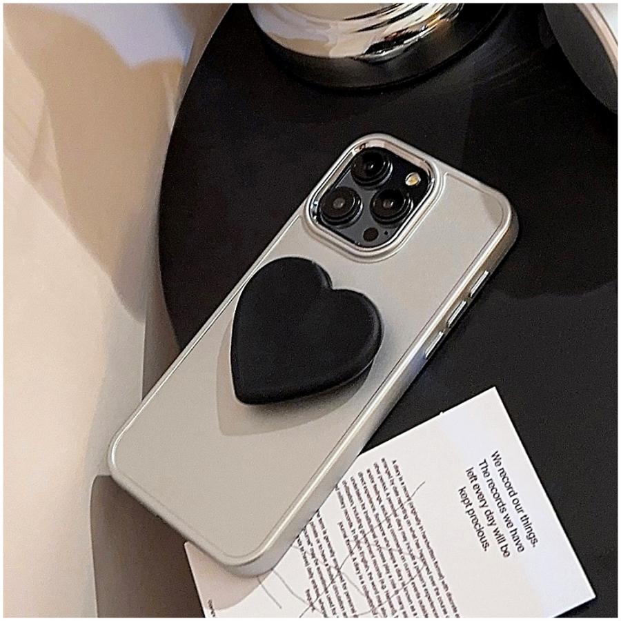 ハートポーチ付き♡【PVC heart】 iPhone15pro シルバー ハートポーチ付き♡【PVC heart】 iPhone15pro シルバー ハートスマホ