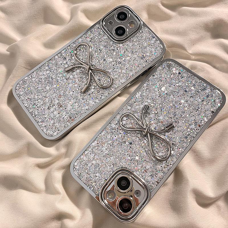 キラキラ リボン ラメ イエロー シルバー 韓国 iPhoneケース デコ キラキラ リボン ラメ イエロー シルバー 韓国 iPhoneケース デコ