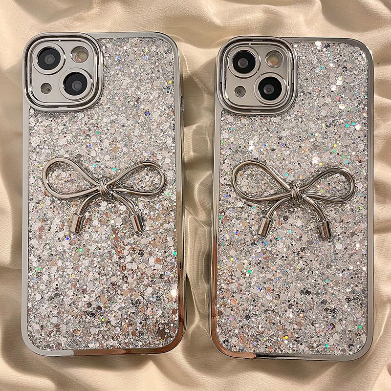 iPhone15 ケース リボン キラキラ ラメ iPhone 14 13 Pro Max カバー