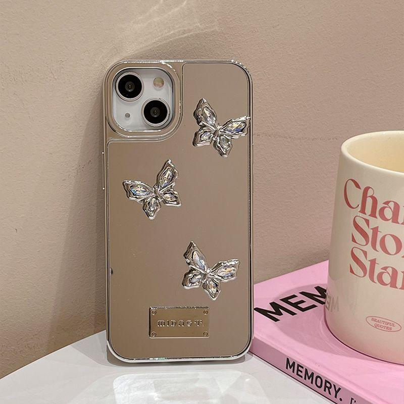 iPhone15 ケース 蝶 ミラー 鏡面 iPhone 14 13 Pro Max カバー
