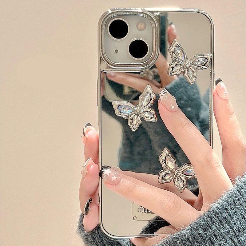iPhone15 ケース 蝶 ミラー 鏡面 iPhone 14 13 Pro Max カバー