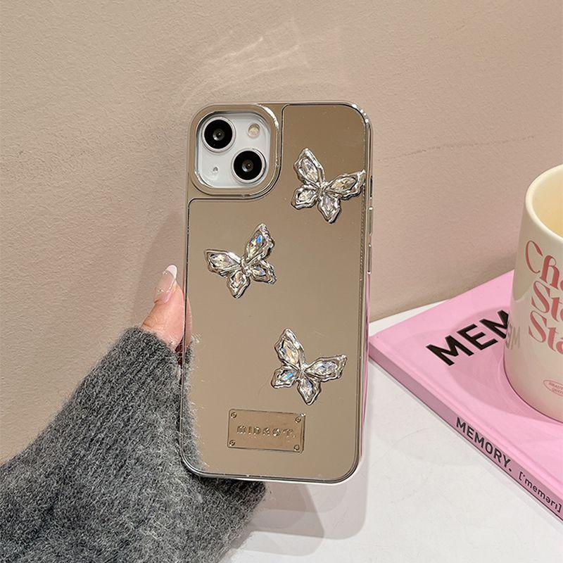 iPhone15 ケース 蝶 ミラー 鏡面 iPhone 14 13 Pro Max カバー