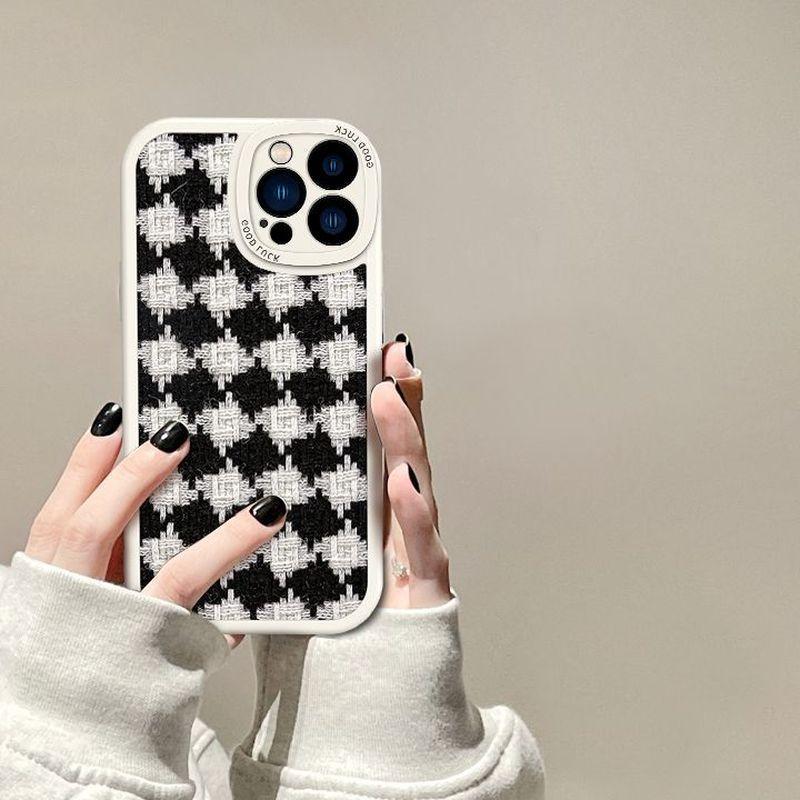 iPhone17 ケース 2色 チェック柄 モノトーン Air iPhone16Pro Max