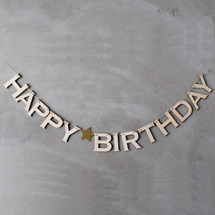 誕生日 飾り付け おしゃれ かわいい パーティー 木製 Happy Birthday ウッド ガーランド Ga 01 Chelseachips チェルシーチップス 通販 Yahoo ショッピング