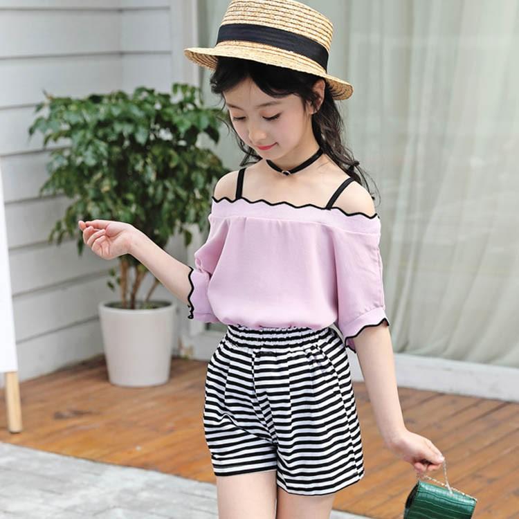 女の子2点セット トップス ショットパンツ 子供服 2点セット 女の子 肩出しトップス ボーダー柄ショットパンツ ウエストゴム セットアップ 春夏 可 Mita0119 Chemistry 通販 Yahoo ショッピング