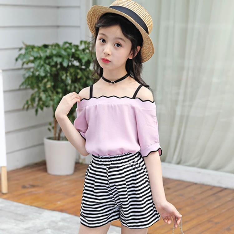 女の子2点セット トップス ショットパンツ 子供服 2点セット 女の子 肩出しトップス ボーダー柄ショットパンツ ウエストゴム セットアップ 春夏 可 Mita0119 Chemistry 通販 Yahoo ショッピング