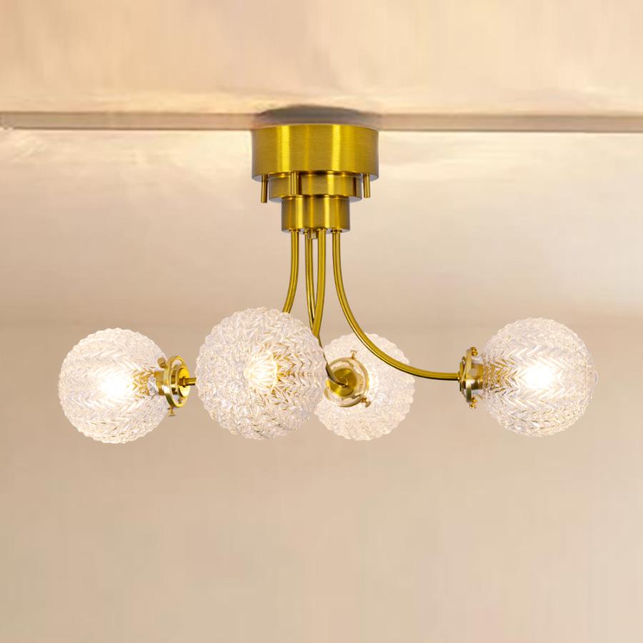 シーリングライト おしゃれ 4灯 LED 北欧 真鍮 ガラス リビング シーリングライト おしゃれ 4灯 LED 北欧 真鍮 ガラス リビング