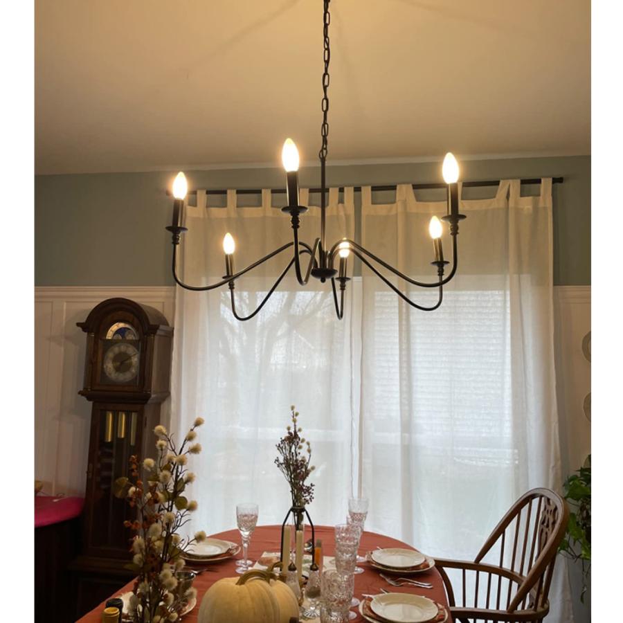 シャンデリア おしゃれ ブラック 6灯 LED対応 E12 ペンダントライト