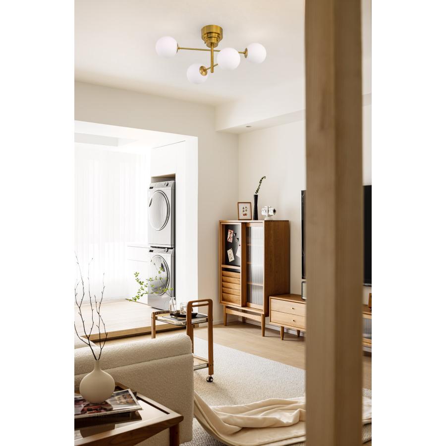 シーリングライト 可動式 真鍮 4灯 送料無料 おしゃれ LED 丸 ガラス