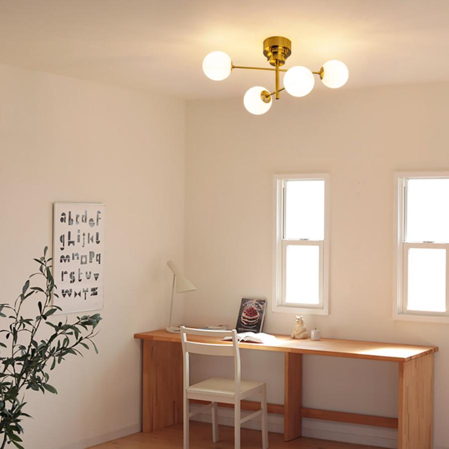 シーリングライト 可動式 真鍮 4灯 送料無料 おしゃれ LED 丸